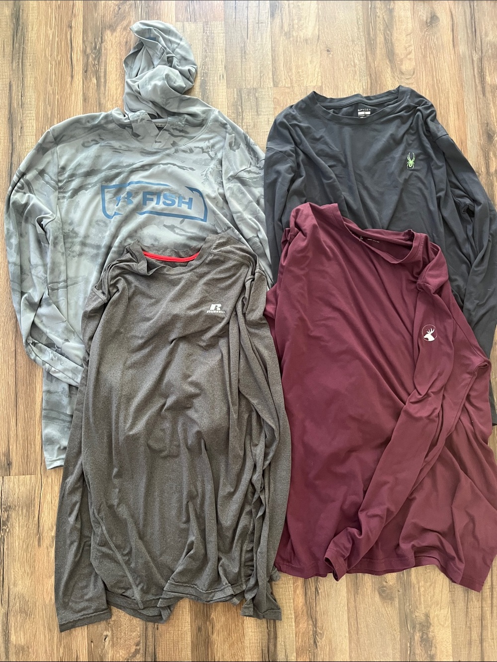 UnderArmour Gray Camo “FISH” Long Sleeve + other dri-fit long sleeves